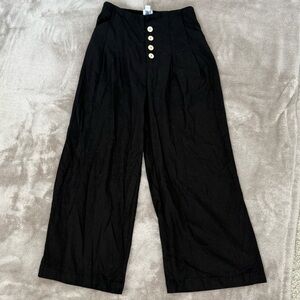 Linen cotton blend black straight pants | read description